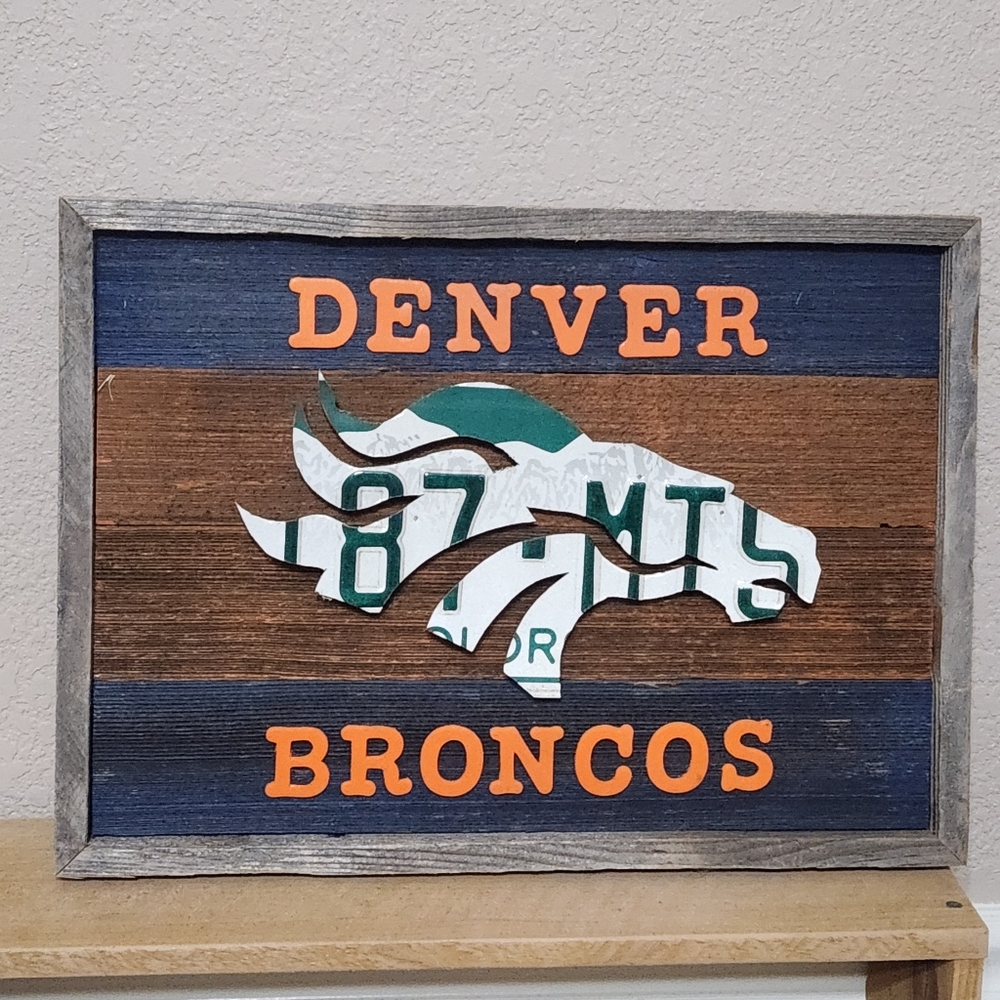 Custom 3d License Plate Denver Broncos Wall Art